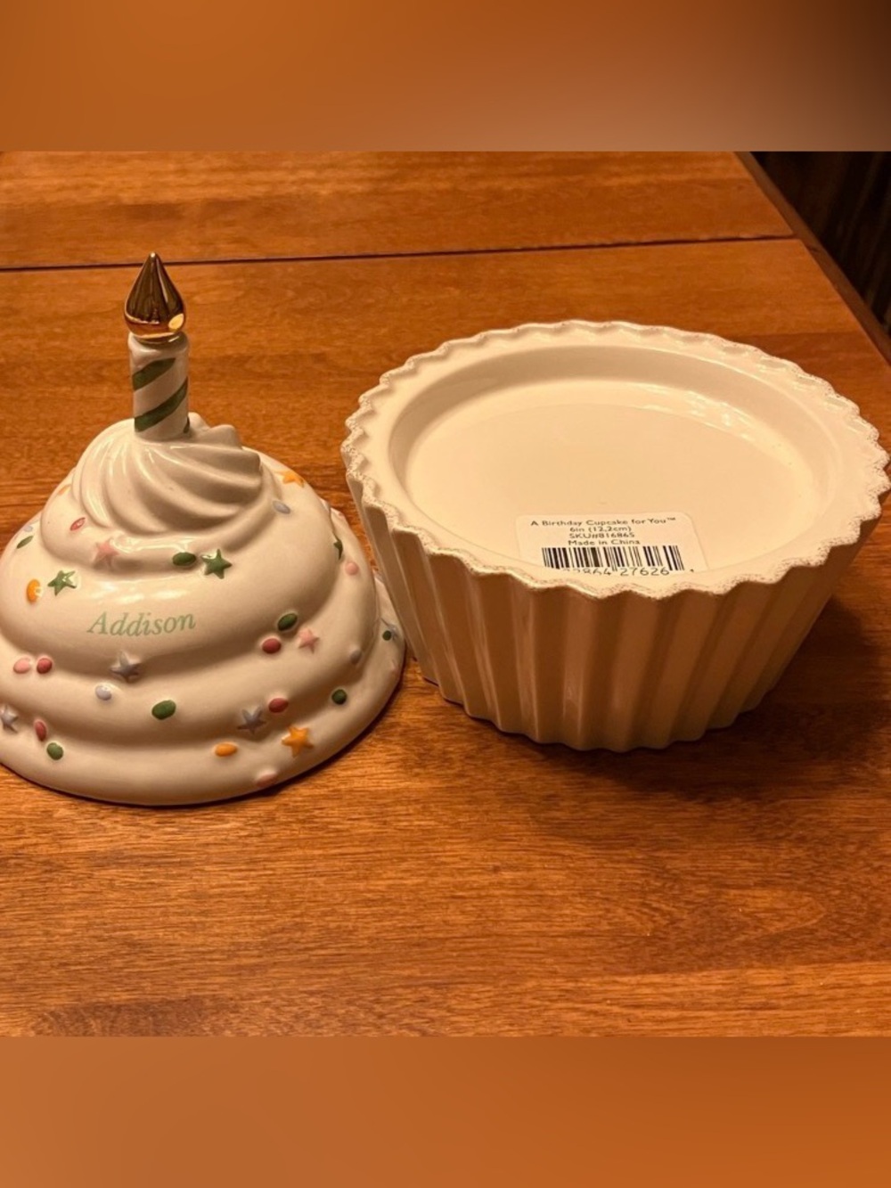 Lenox musical happy birthday cupcake holder box stand personalized Addison 2010